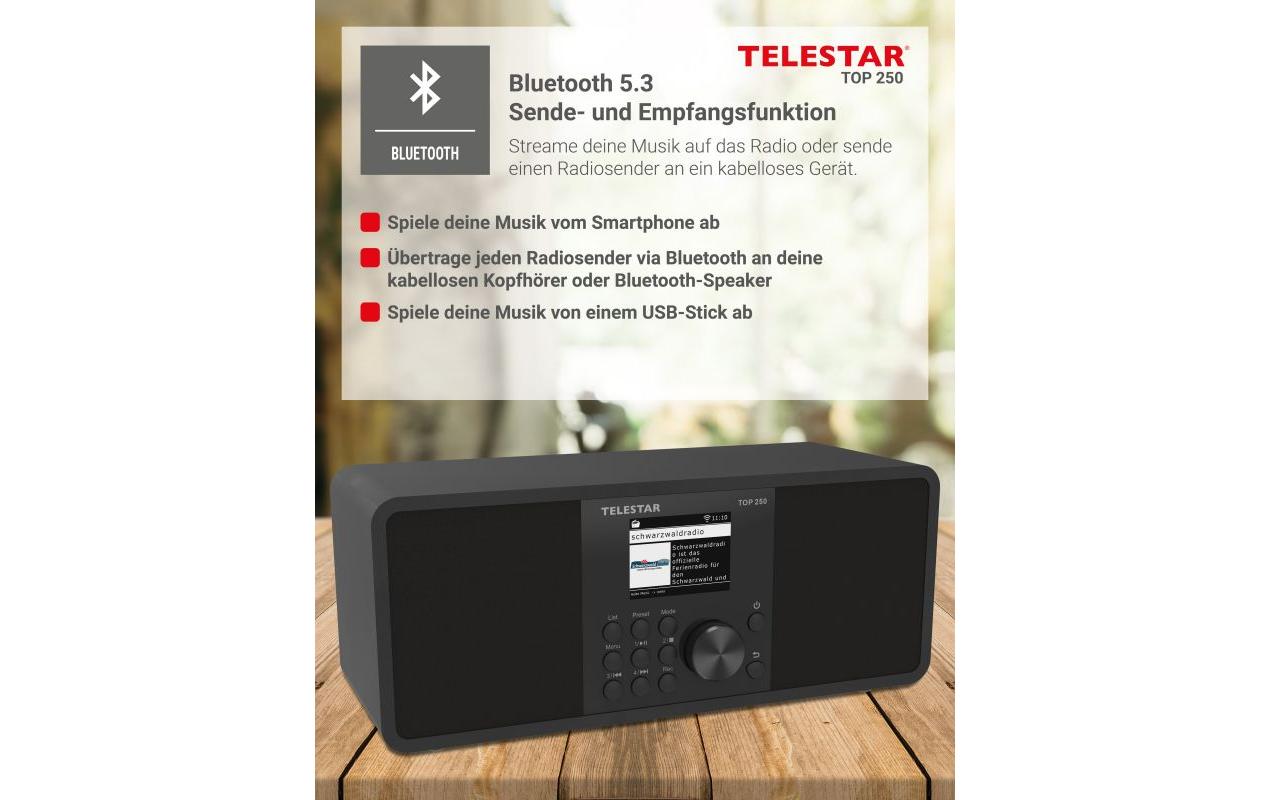 Internet Radio TOP 250 Schwarz<br>Stereo-Radio mit DAB+/FM und Internetradio