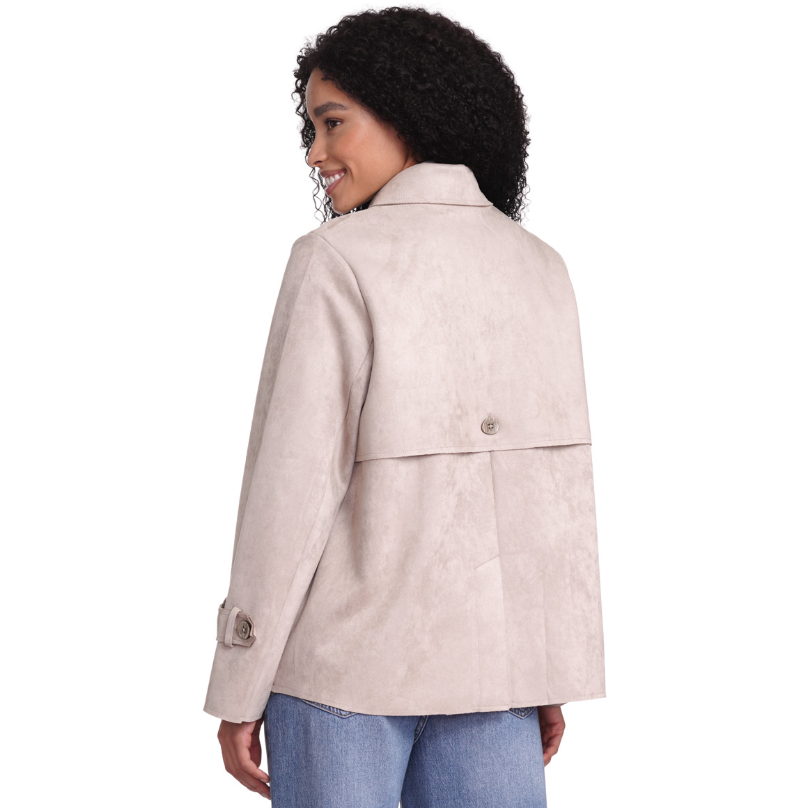 Gina Damen Trenchcoat in Wildlederoptik beige