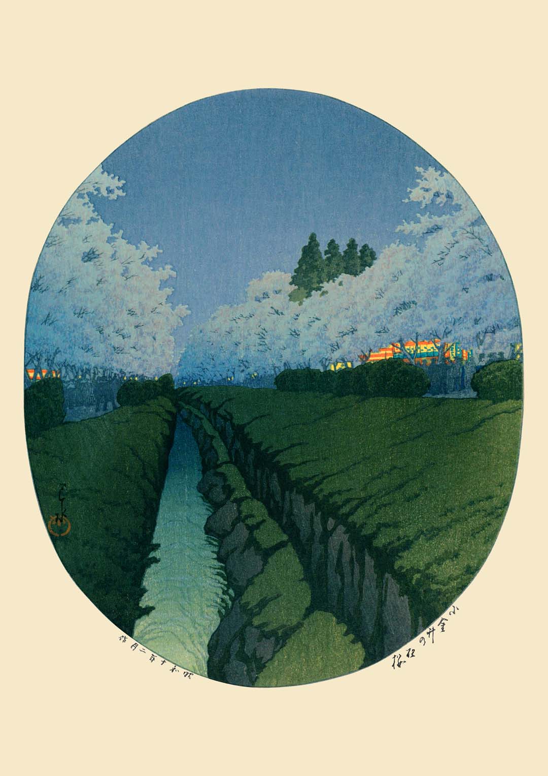 Kirschblüten in der Nacht von Hasui
