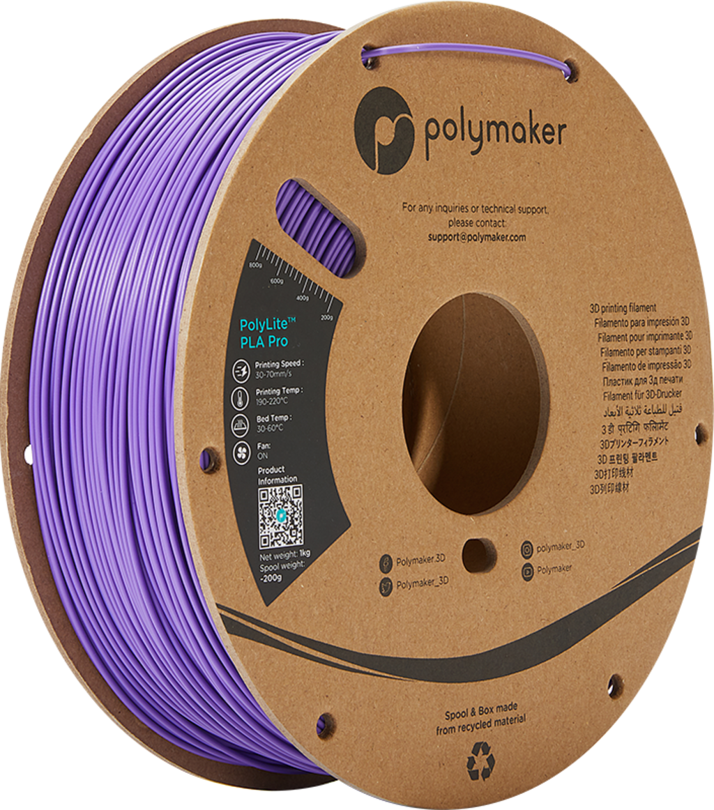 Polymaker  PolyLite PLA PRO Purple, 1,75 mm (1.000 g)    PLA Filament mit exzellenten Eigenschaften für FDM Drucker