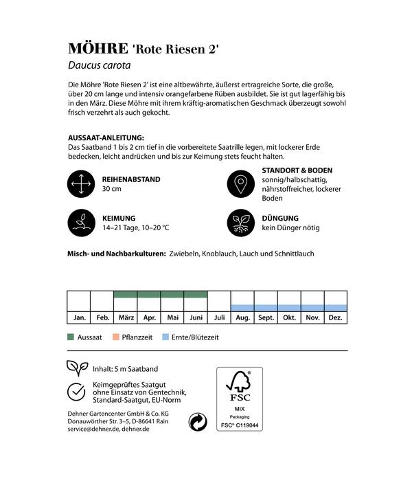 Dehner Saatband Möhre 'Rote Riesen 2', L5 m