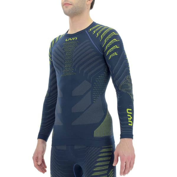 T-shirt thermique UYN MAN RESILYON UW SHIRT LG_SL.ROUND NECK DARK BLUE/YELLOW