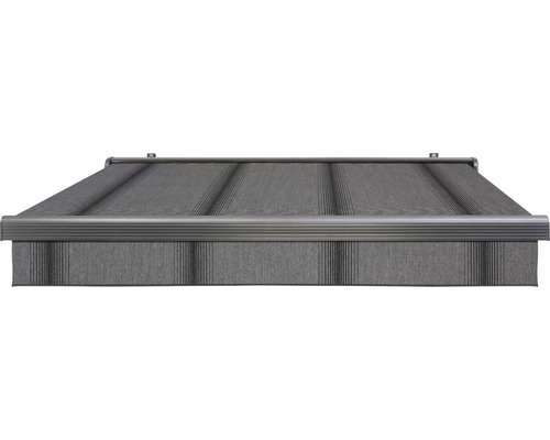 SOLUNA semi-cassette zonnescherm Comfort 2,5x2, doekdesign D419, frame DB703 donkergrijs, aandrijving rechts inclusief slinger