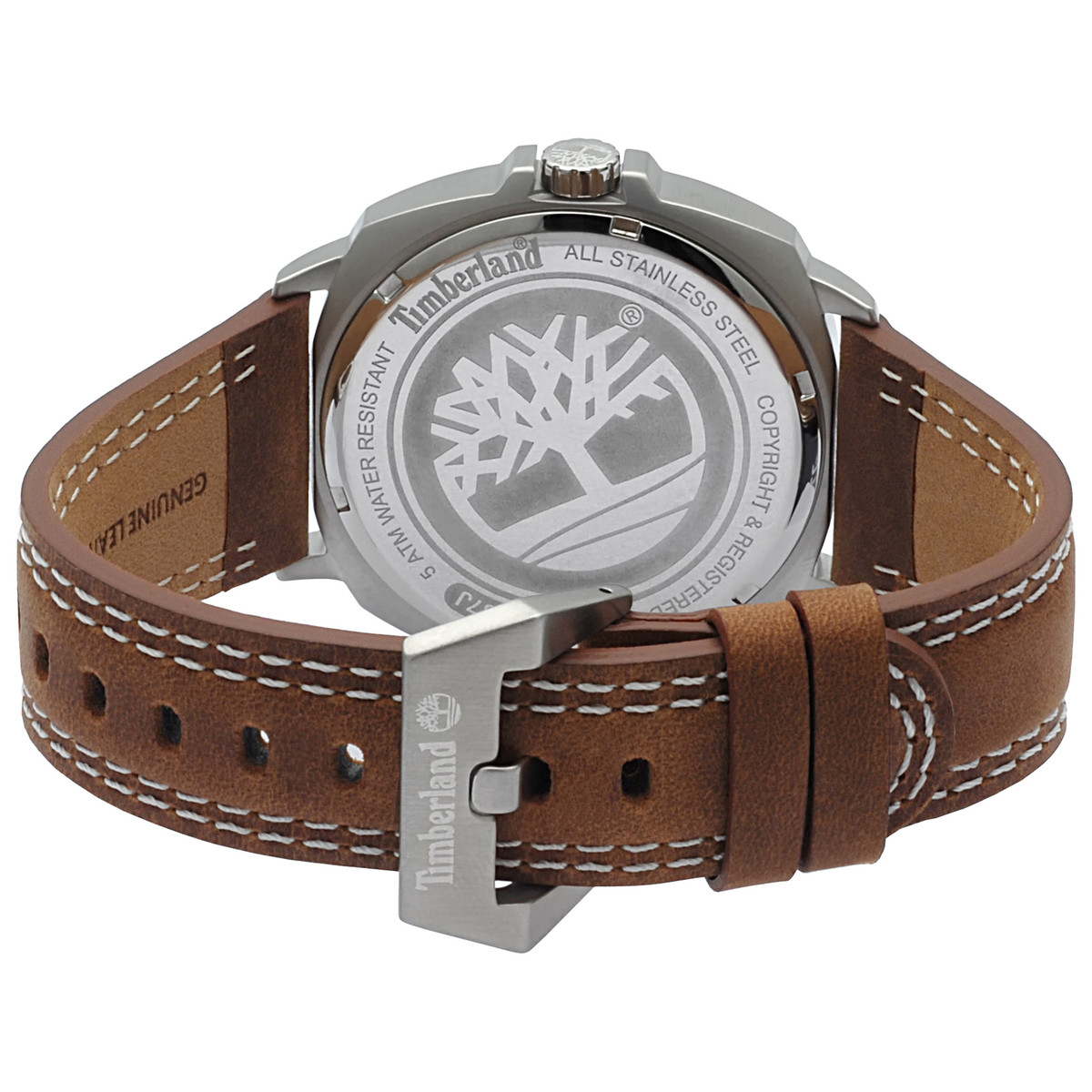 Montre Timberland homme acier cuir marron