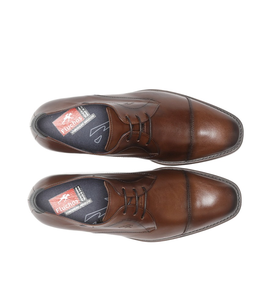 Sapatos de couro Fluchos F1055 marrom médio