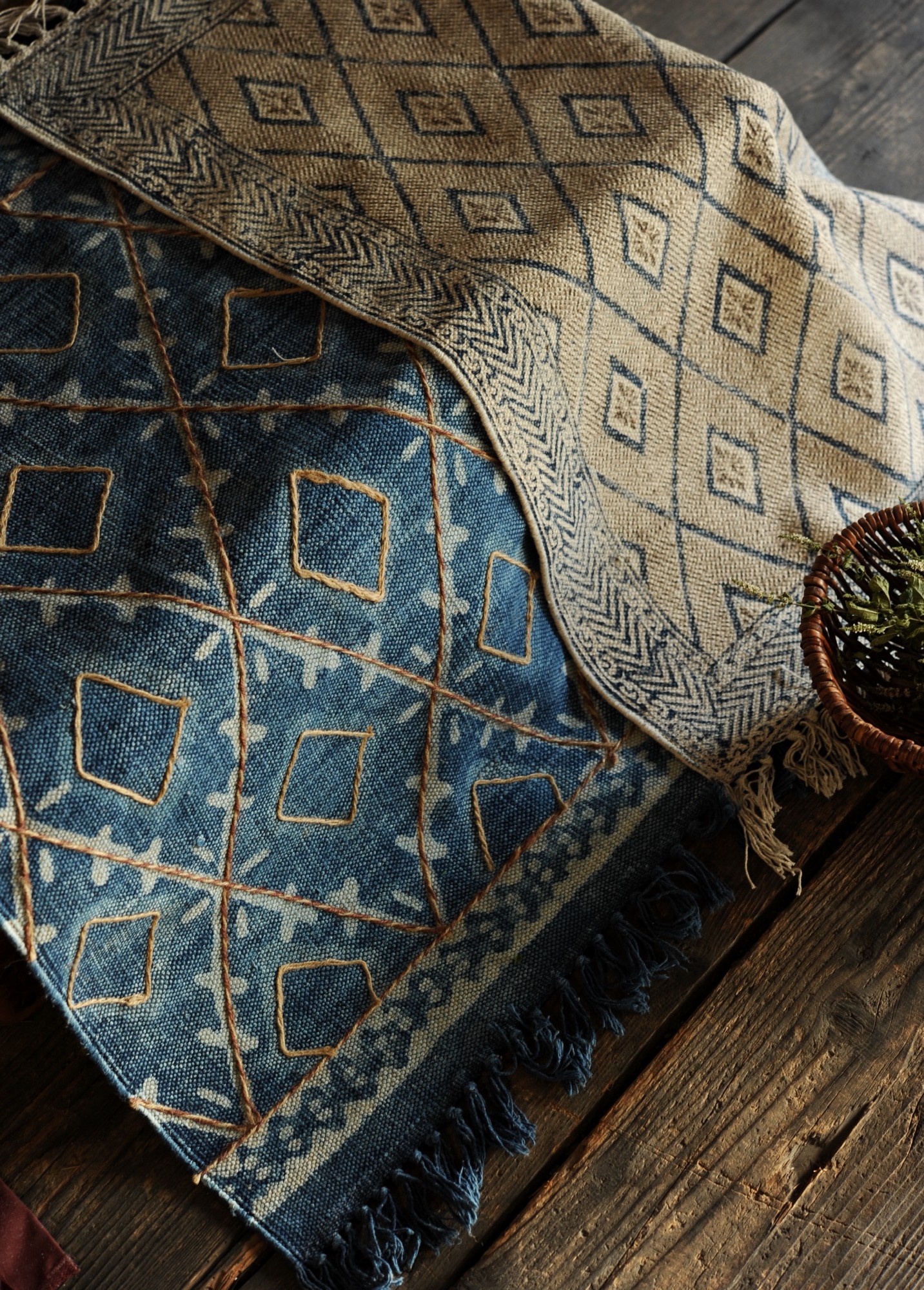 Mini-Rug 'Eluru', weiß, blau, T 60 cm, B 90 cm von fischer's lagerhaus