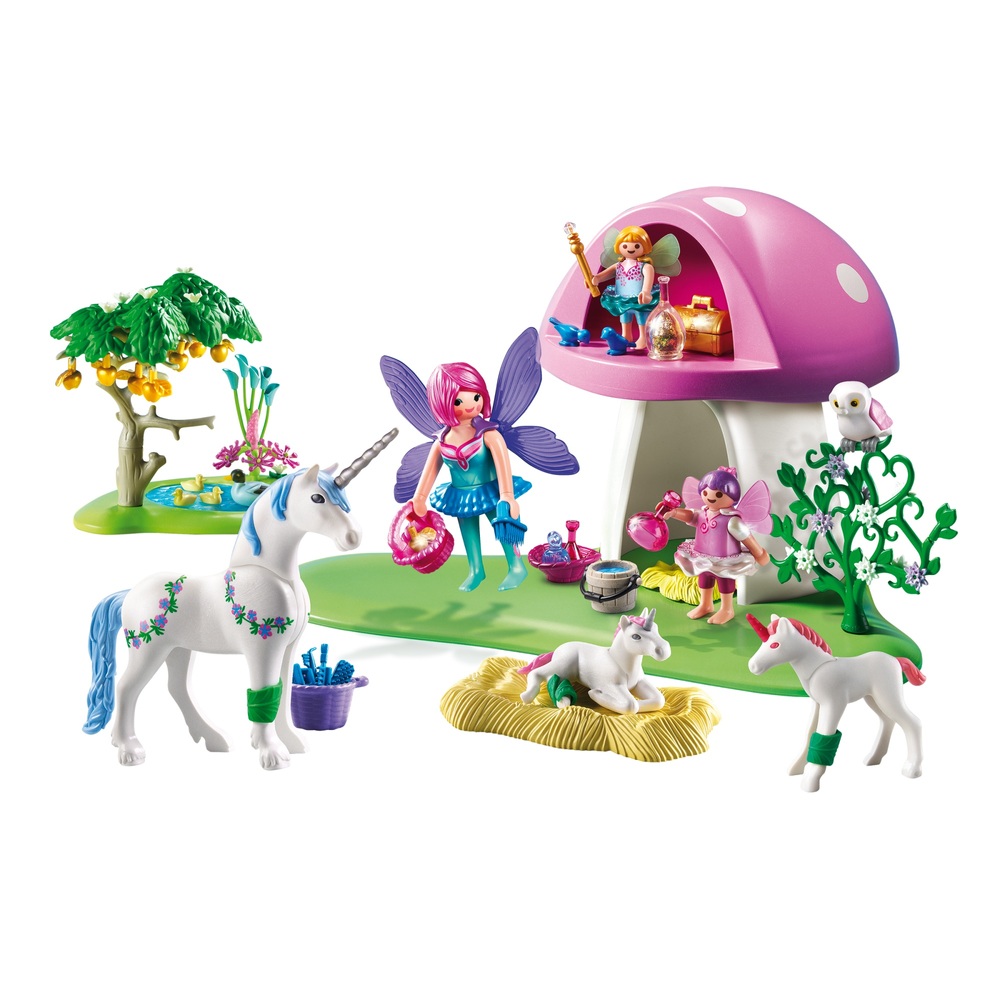 Playmobil 6055 Feen mit Fliegenpilzhaus & Einhörnern