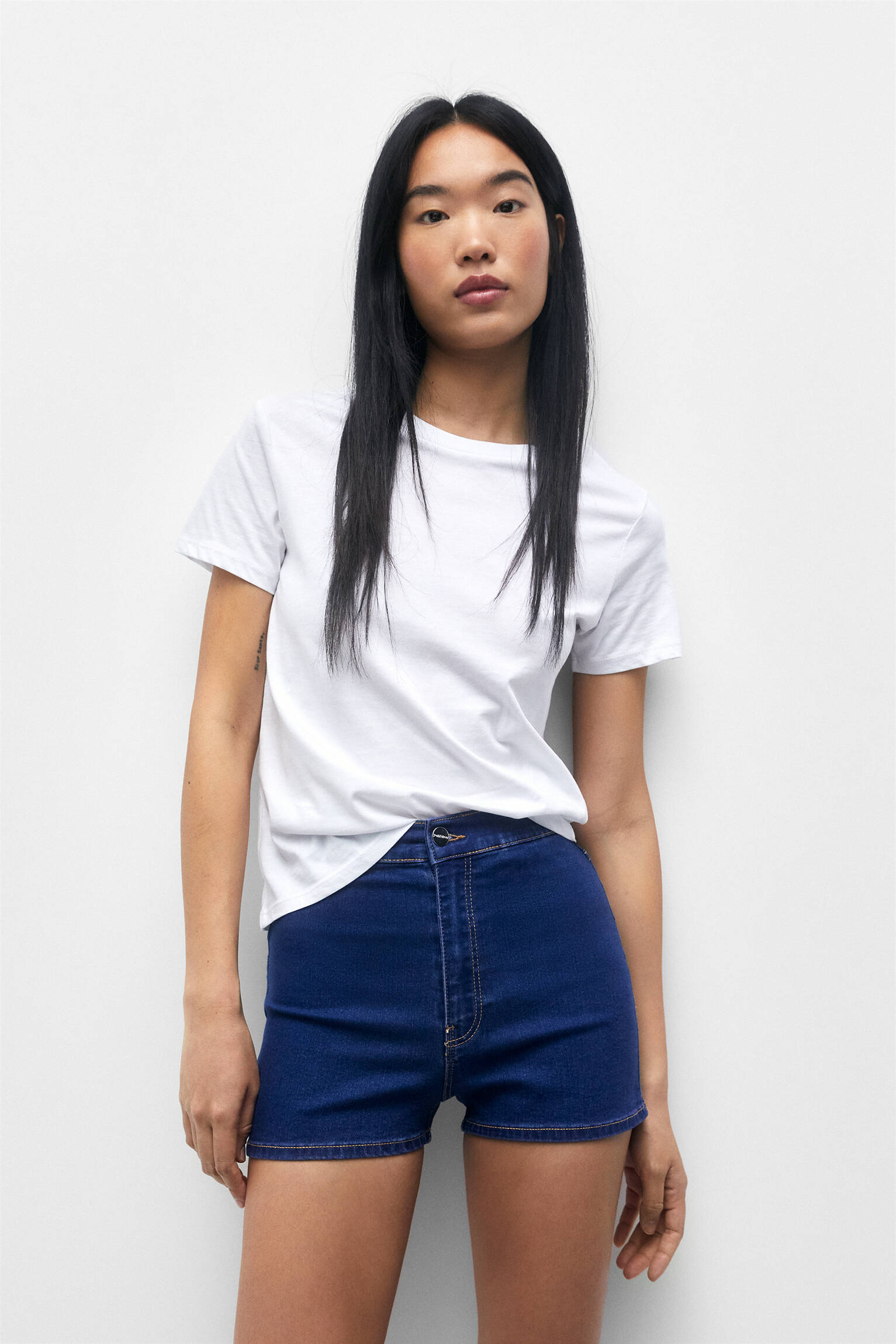 Shorts jegging de cintura alta - azul escuro