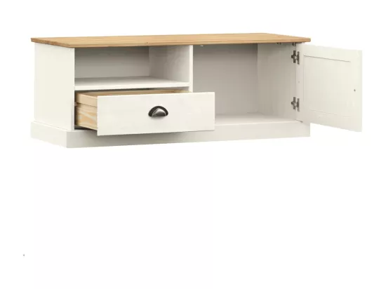Meuble TV VIGO blanc 106x40x40 cm bois massif de pin
