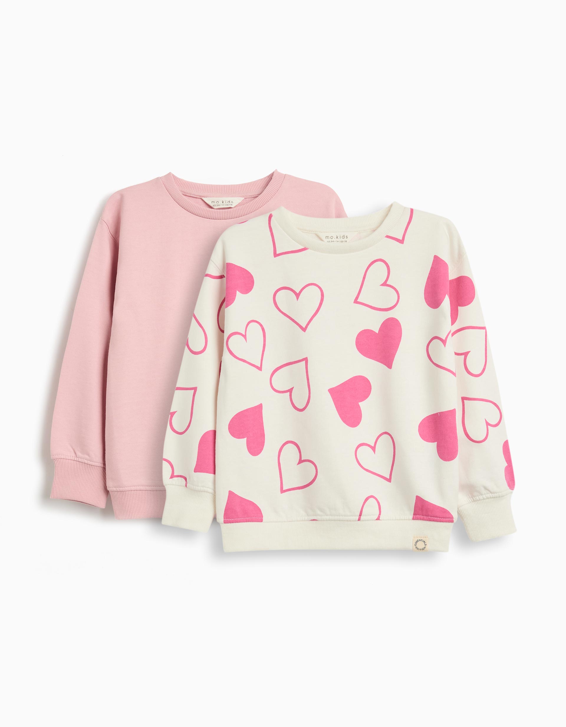 Pack 2 Sweatshirts de Felpa, Menina, Rosa Claro