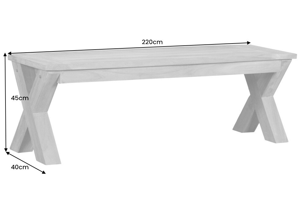 riess-ambiente Gartenbank EMPIRE TEAK - 220cm Sitzbank Teakholz wetterfest