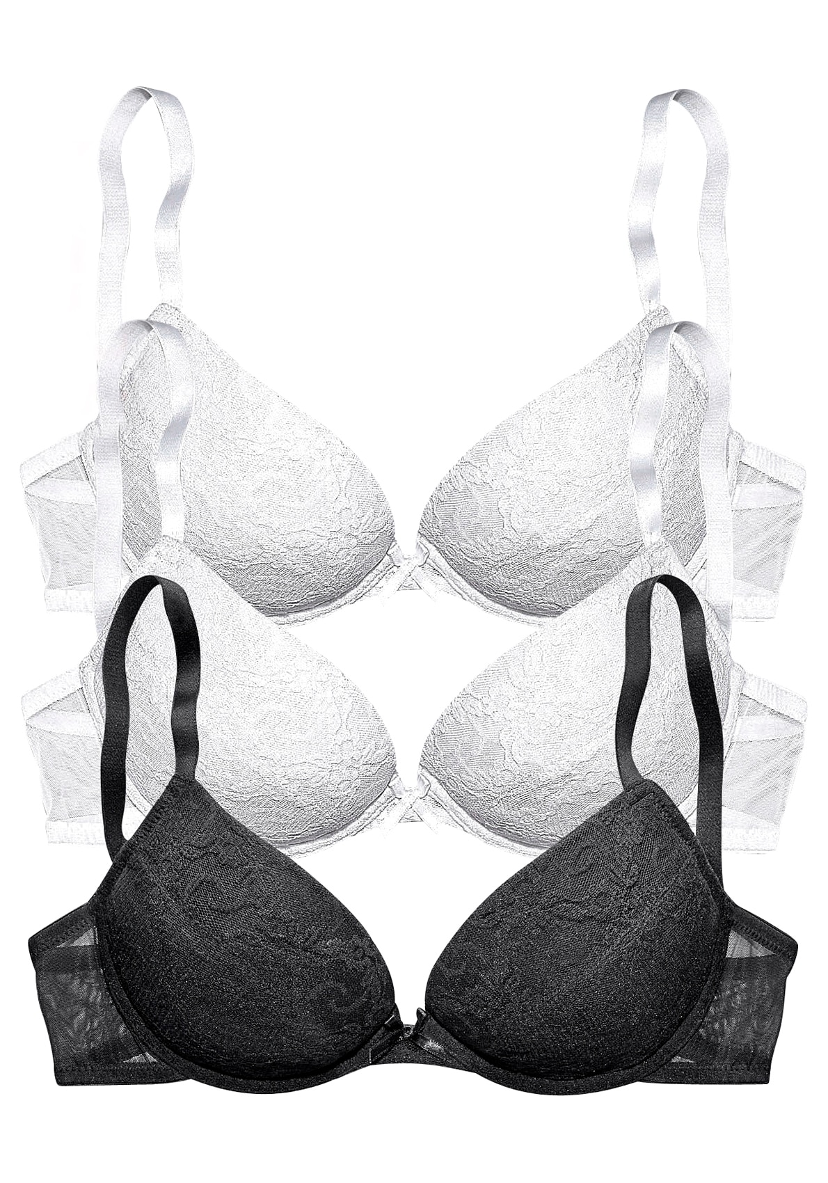 petite fleur Push-up-BH, 3 Stücker Packung, mit Bügel und herausnehmbaren Kissen, Dessous