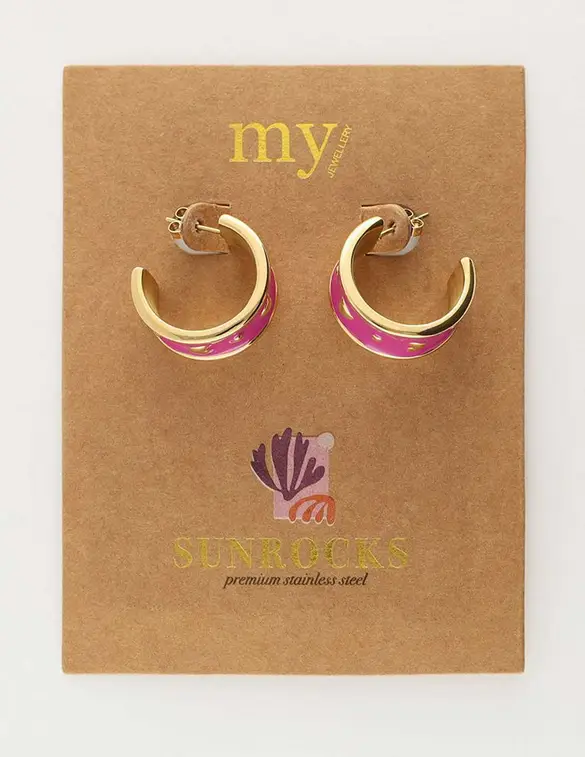 My Jewellery Sunrocks oorringen met hartjes paars MJ10254