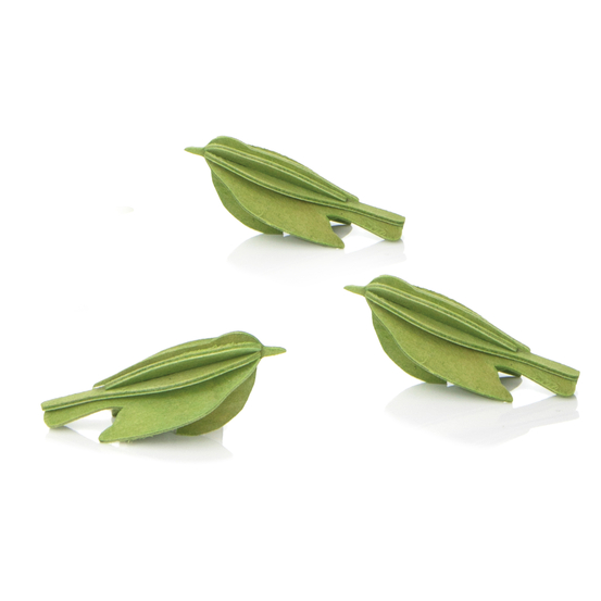 Mini oiseaux en bois à assembler 5 cm vert clair x3