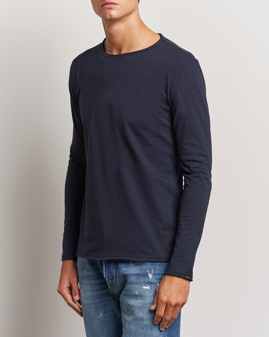 Replay Crew Neck Long Sleeve T-Shirt Night Blue