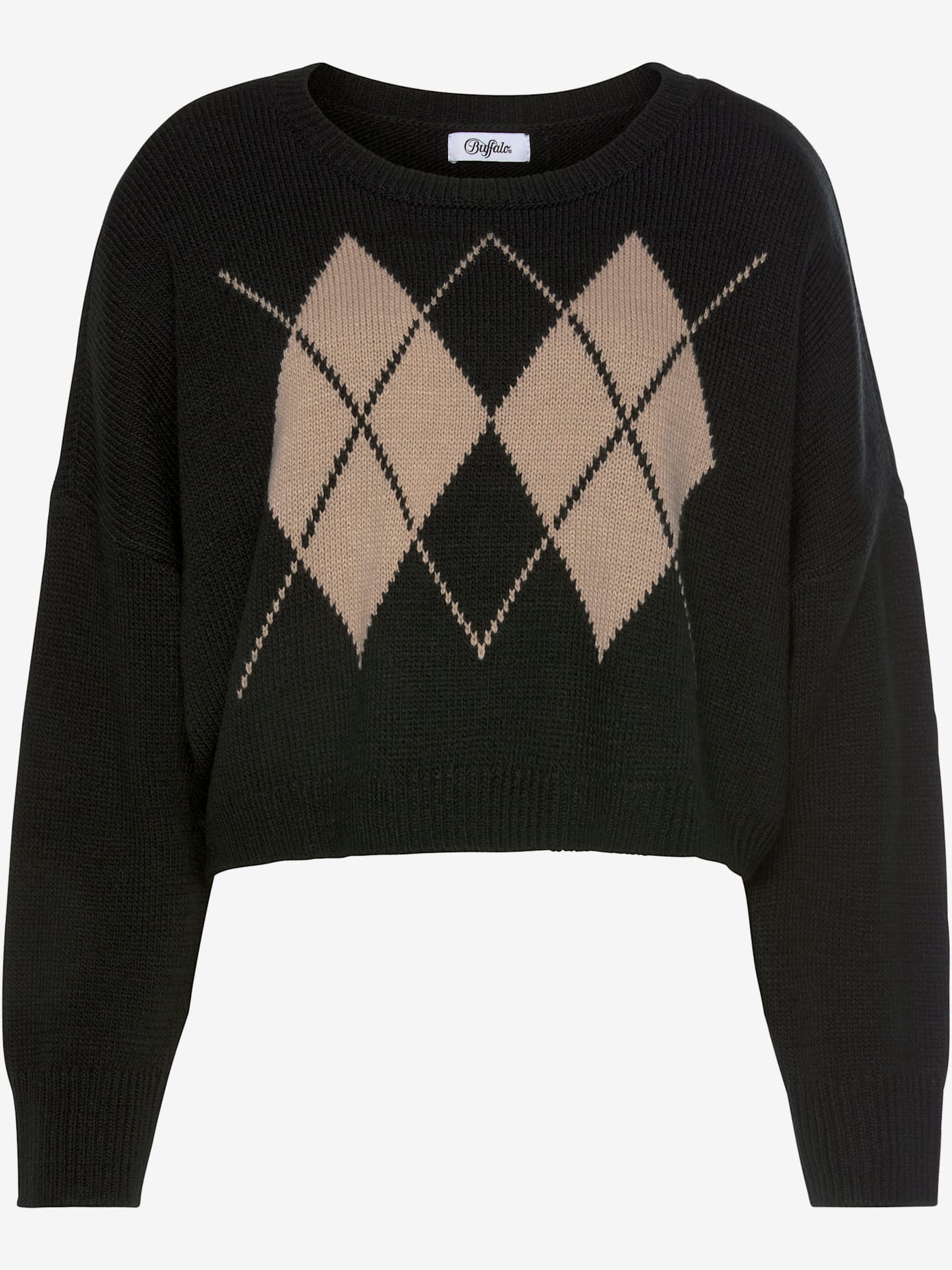 Pull à losanges encolure haute
