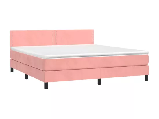 Sommier tapissier avec matelas et LED Rose 180x200 cm Velours