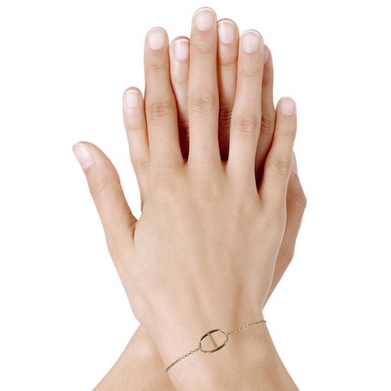 Bracelet Plaqué Or Anneau Marin