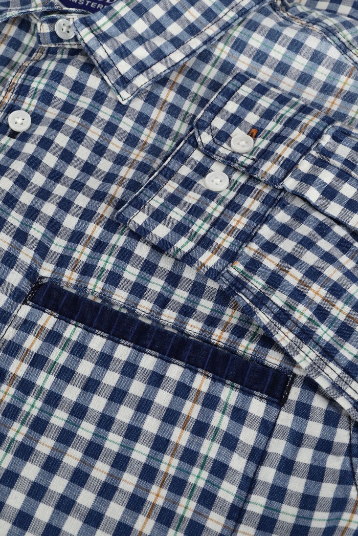 SCOTCH & SODA blauwe scotch & soda casual overhemd indigo yarn-dyed checked shirt