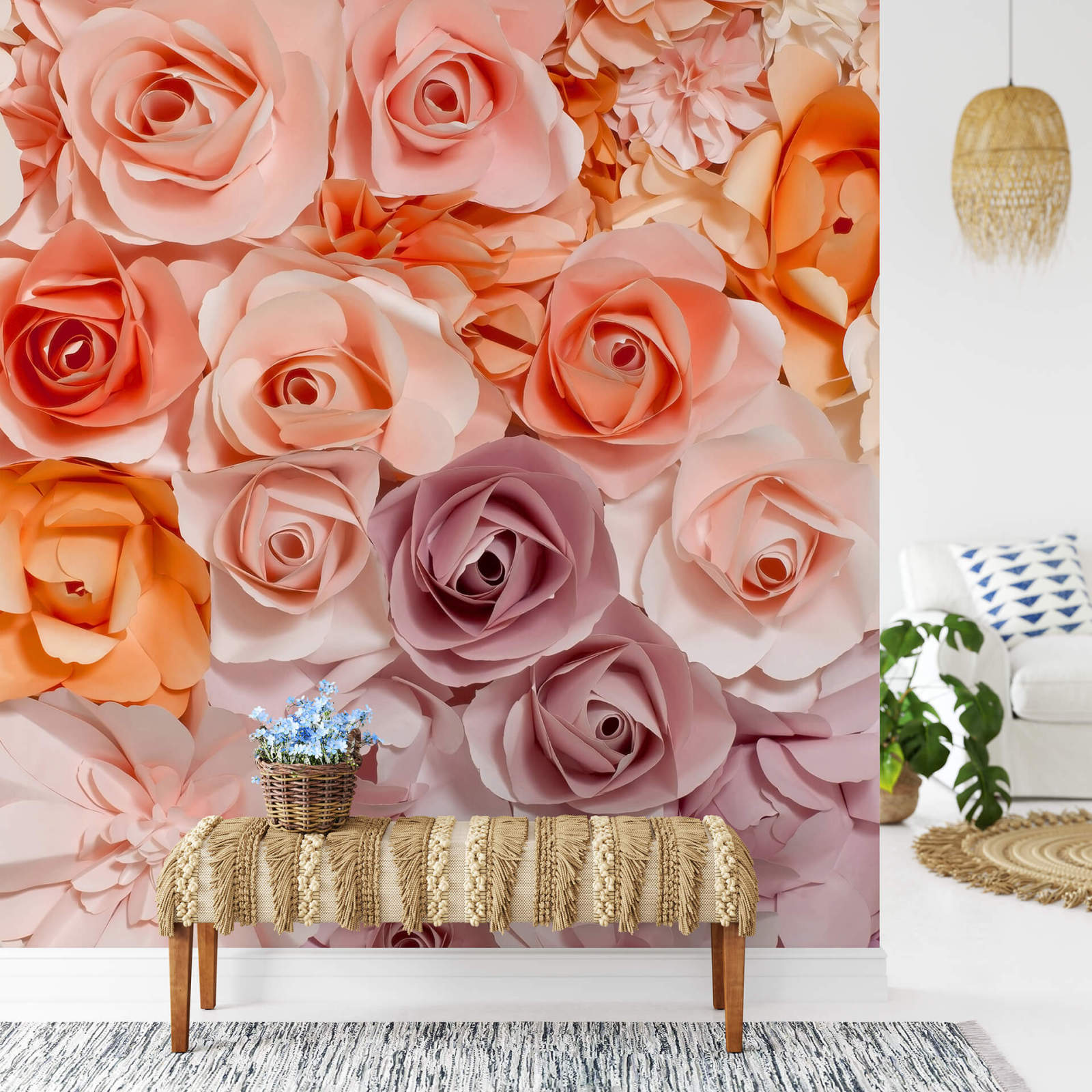 Fototapete DESIGNWALLS 2.0 - rosa-weiß - Rosen - 2,6 Meter