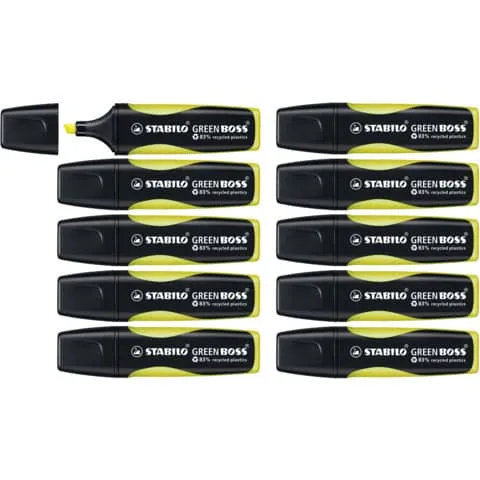 Stabilo Green Boss Gul - 83% genanvendt plast - (10 stk.)