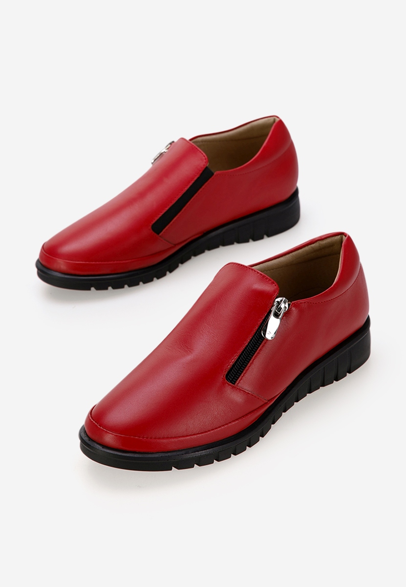 Chaussures casual femme en cuir rouges Vichy