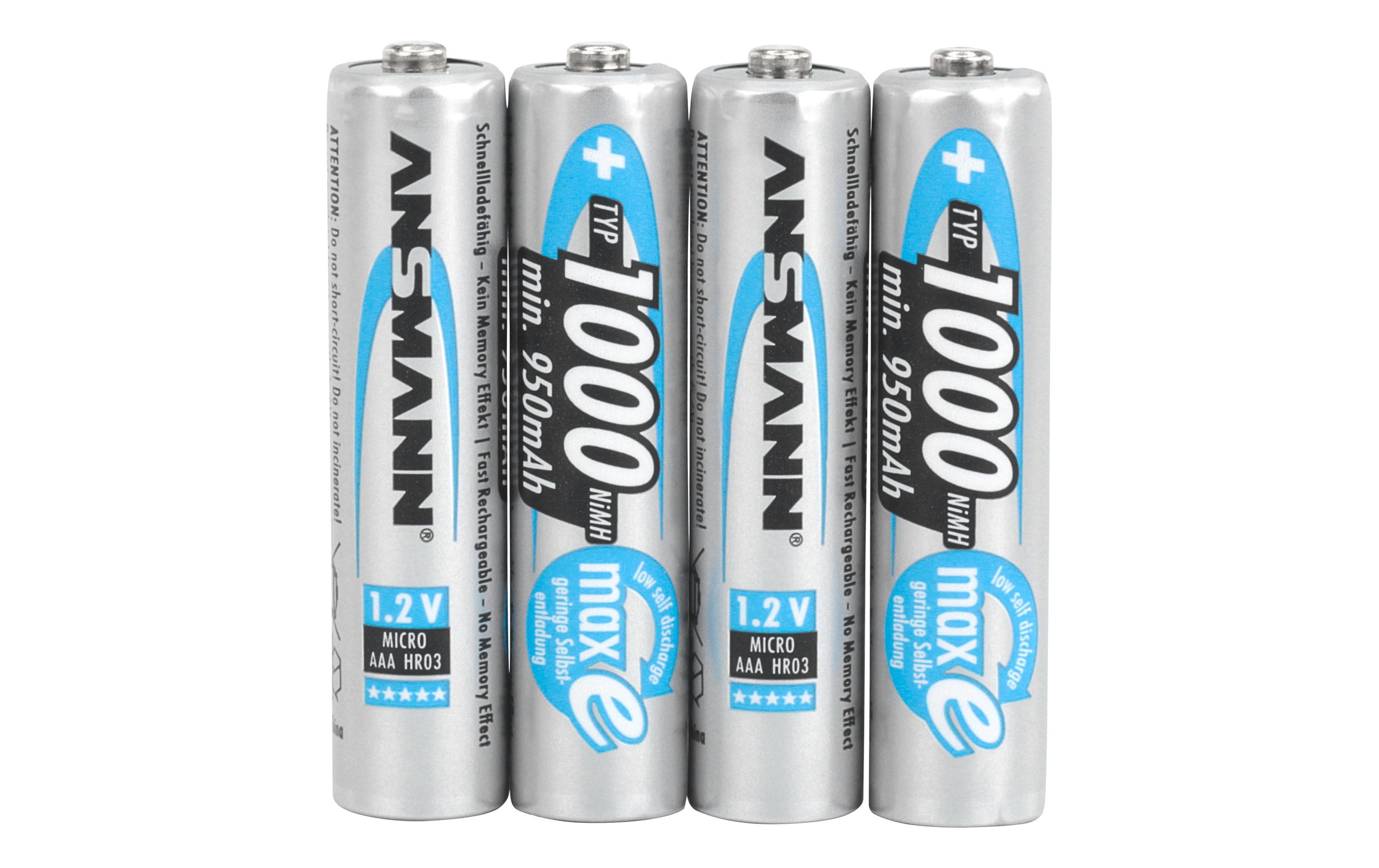 Akku Typ 1000 NiMH AAA 1000 mAh, 4 StückAAA-Akkus im 4er-Blister