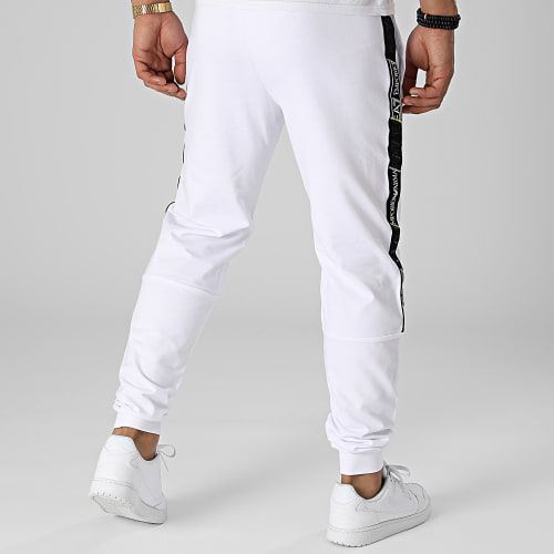 Pantalon Jogging A Bandes 3RPP58-PJ05Z Blanc