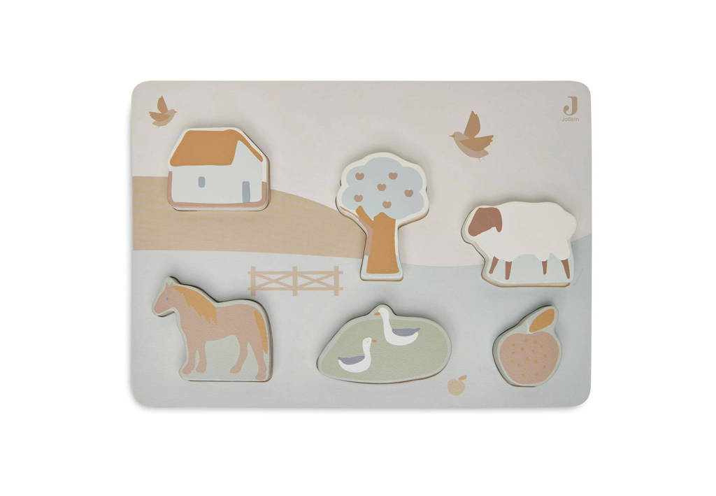 houten puzzel 28x10x2cm farm houten legpuzzel 6 stukjes