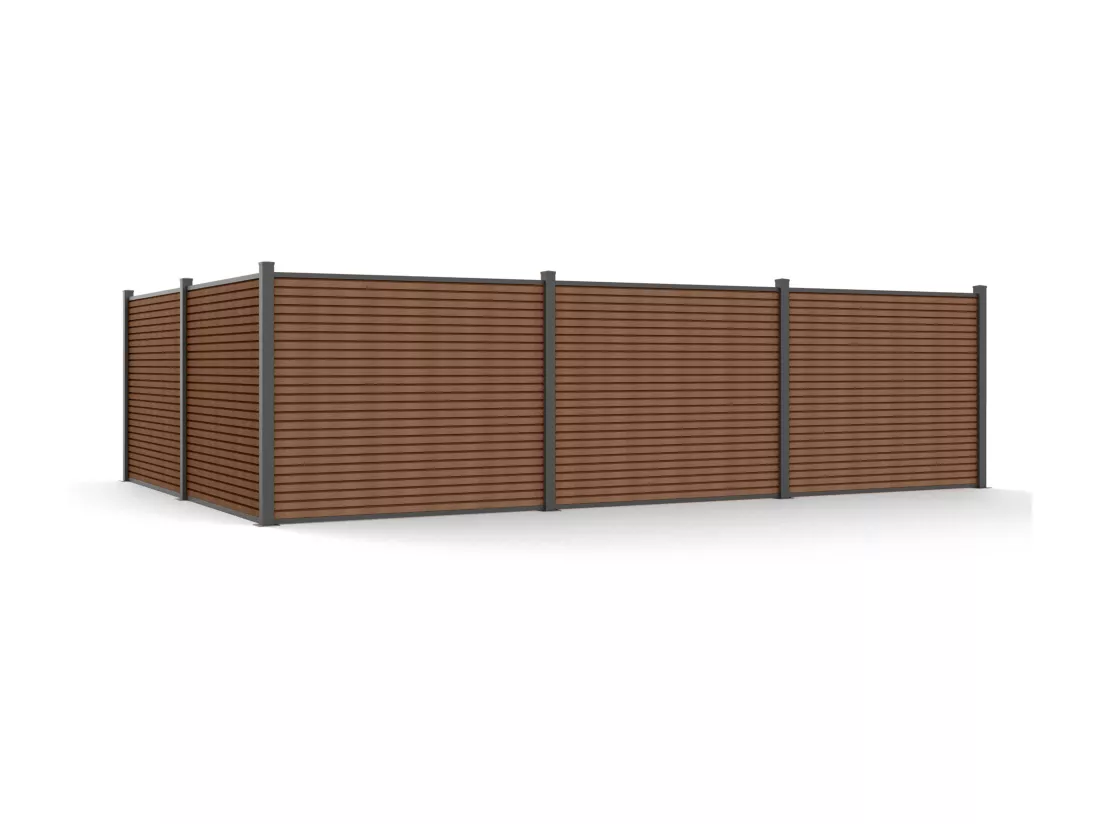 Clôture à poser effet bois H148 cm - Kit de 9 lames en composite co-extrudé + 2 poteaux anthracite - PALIZO