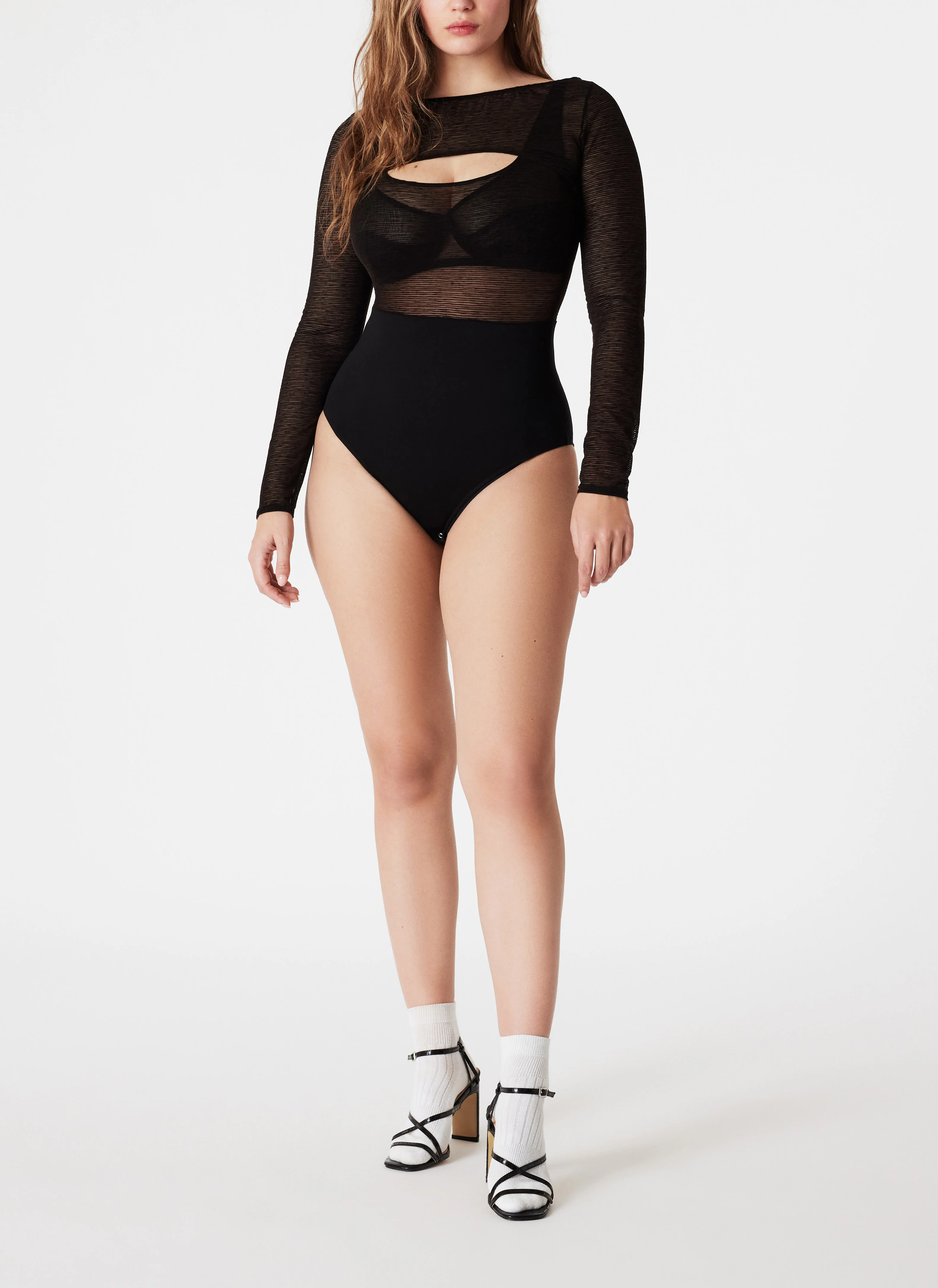 MEDEE - Body col rond bi-matière| Marron