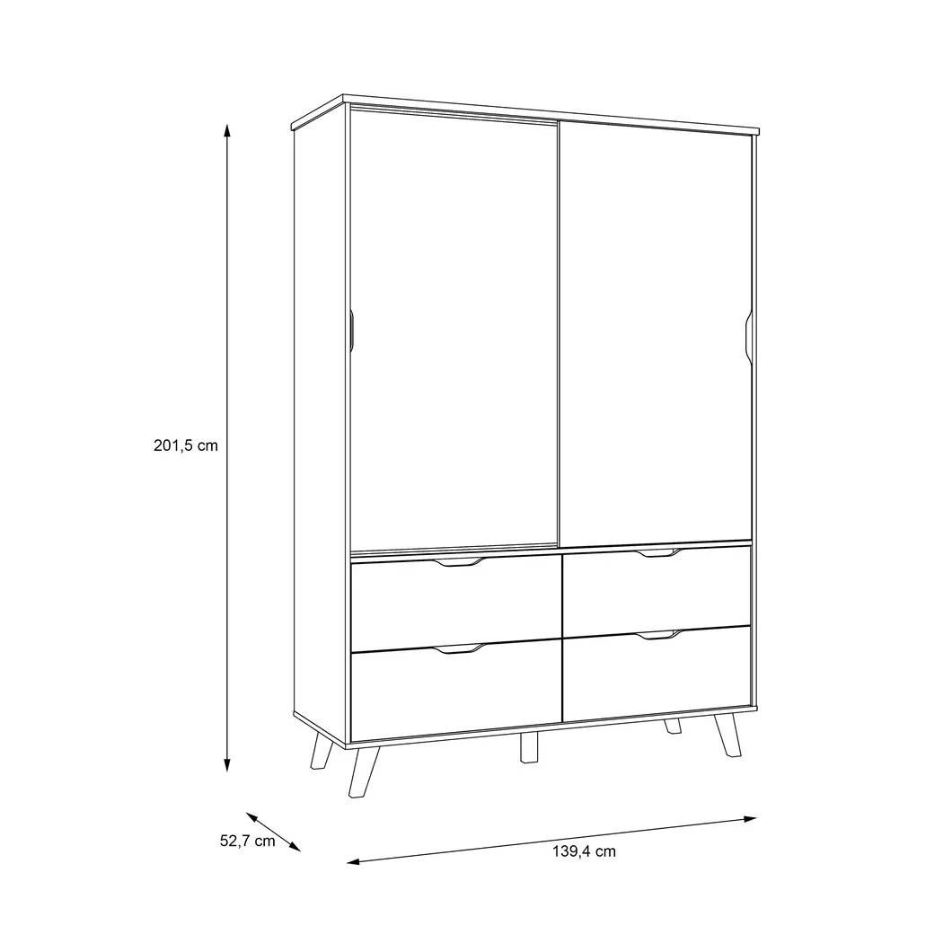 Schwebetürenschrank Vankka 139 x 202 cm