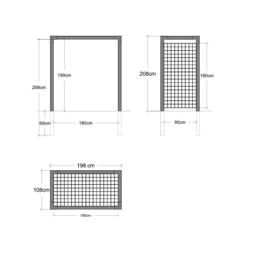 ROSEPORTAL PLUS MED ESPALIER 198X208X108CM SVART