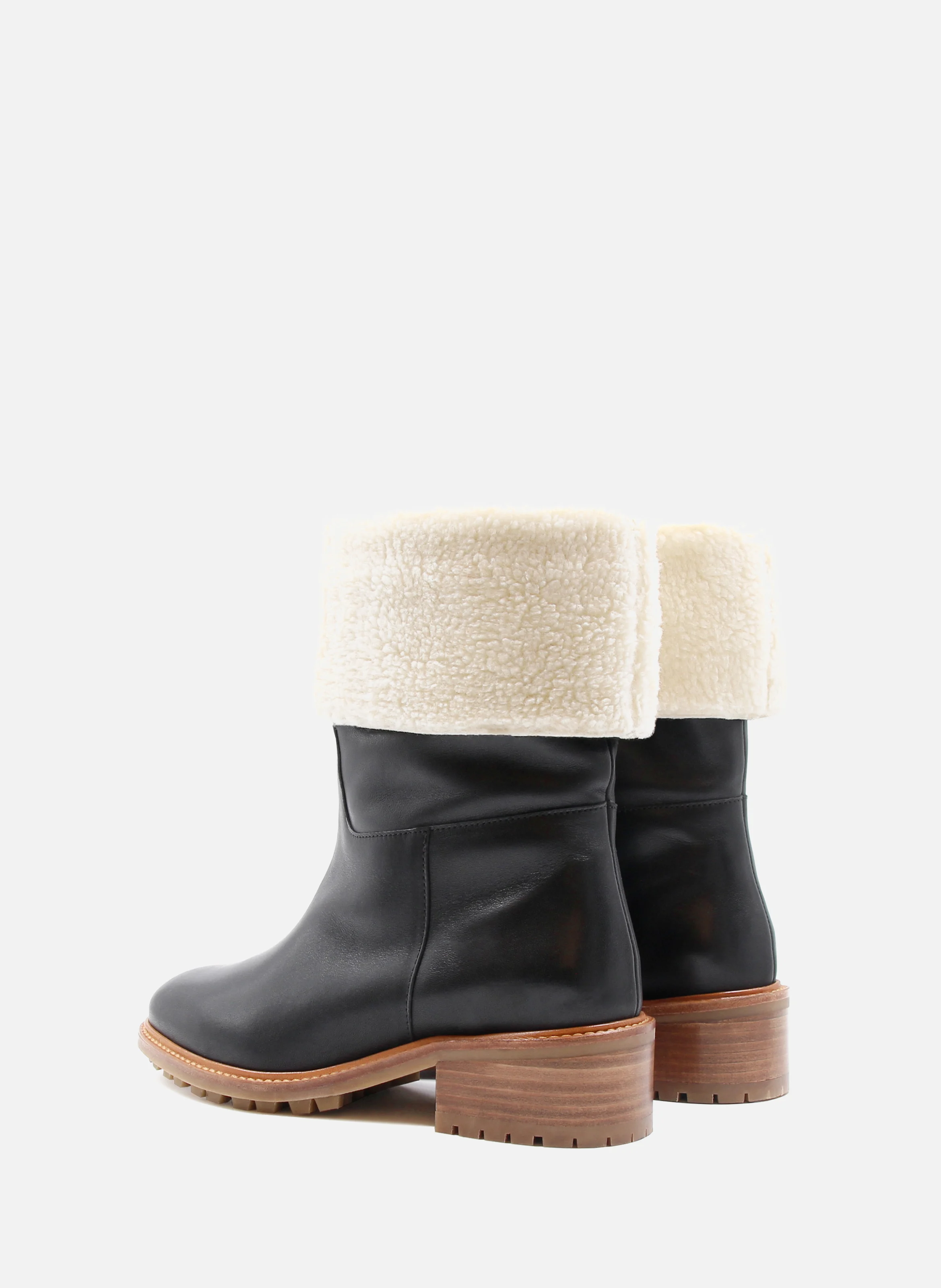Bottes fourrées cuir lisse | Noir