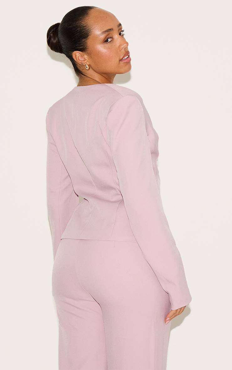 Blush Rose Blazer Ajusté Taille Cintrée Décolleté Plongeant Shape