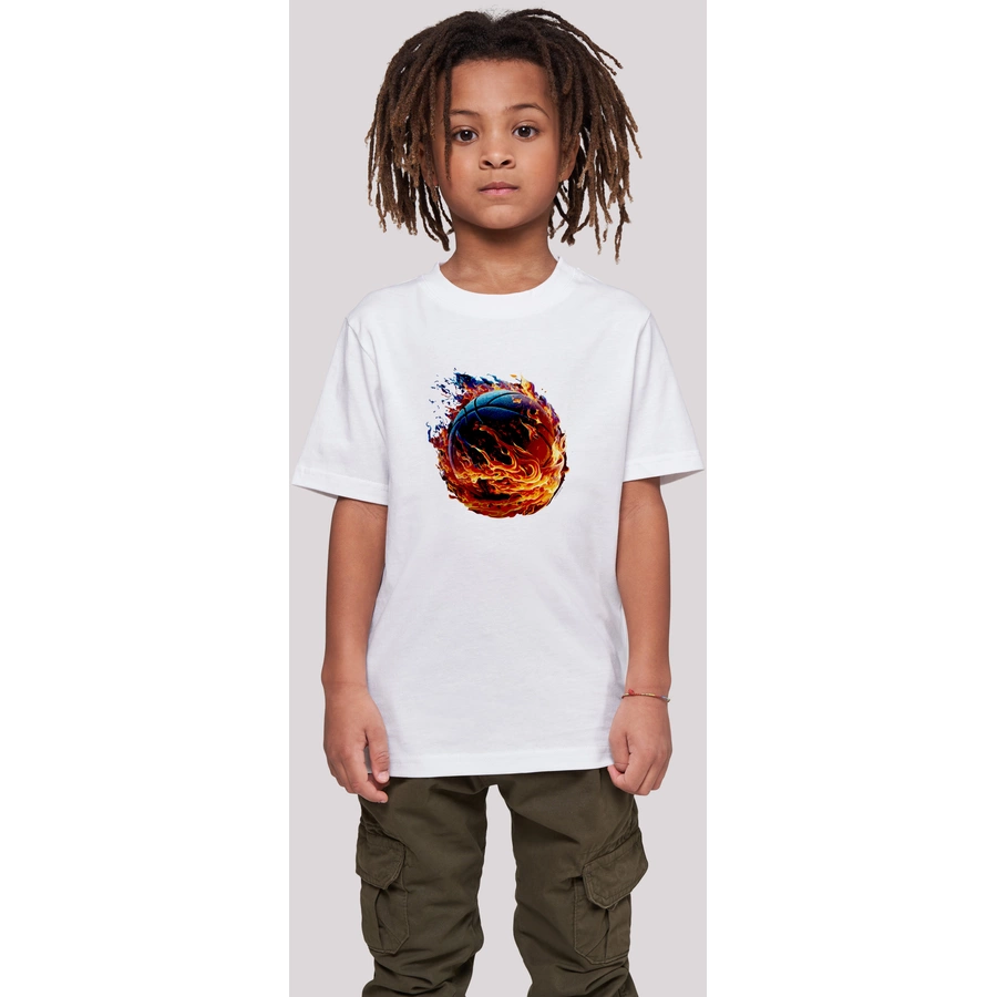 F4NT4STIC T-Shirt Basketball On Fire Sport weiß
