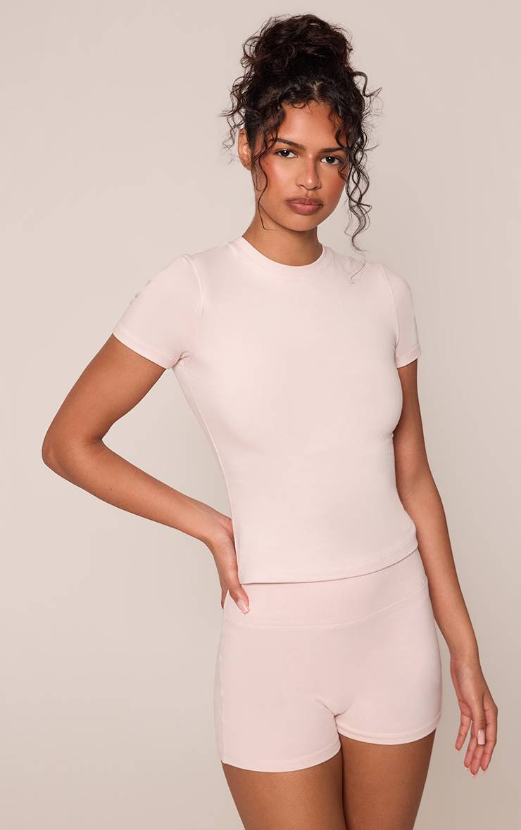 Rose Clair Short Moulant En Coton Doux
