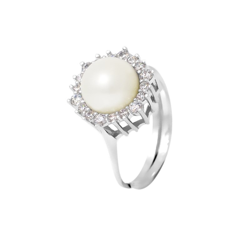 Bague jonc massif - Perle de culture d'eau douce - Argent 925