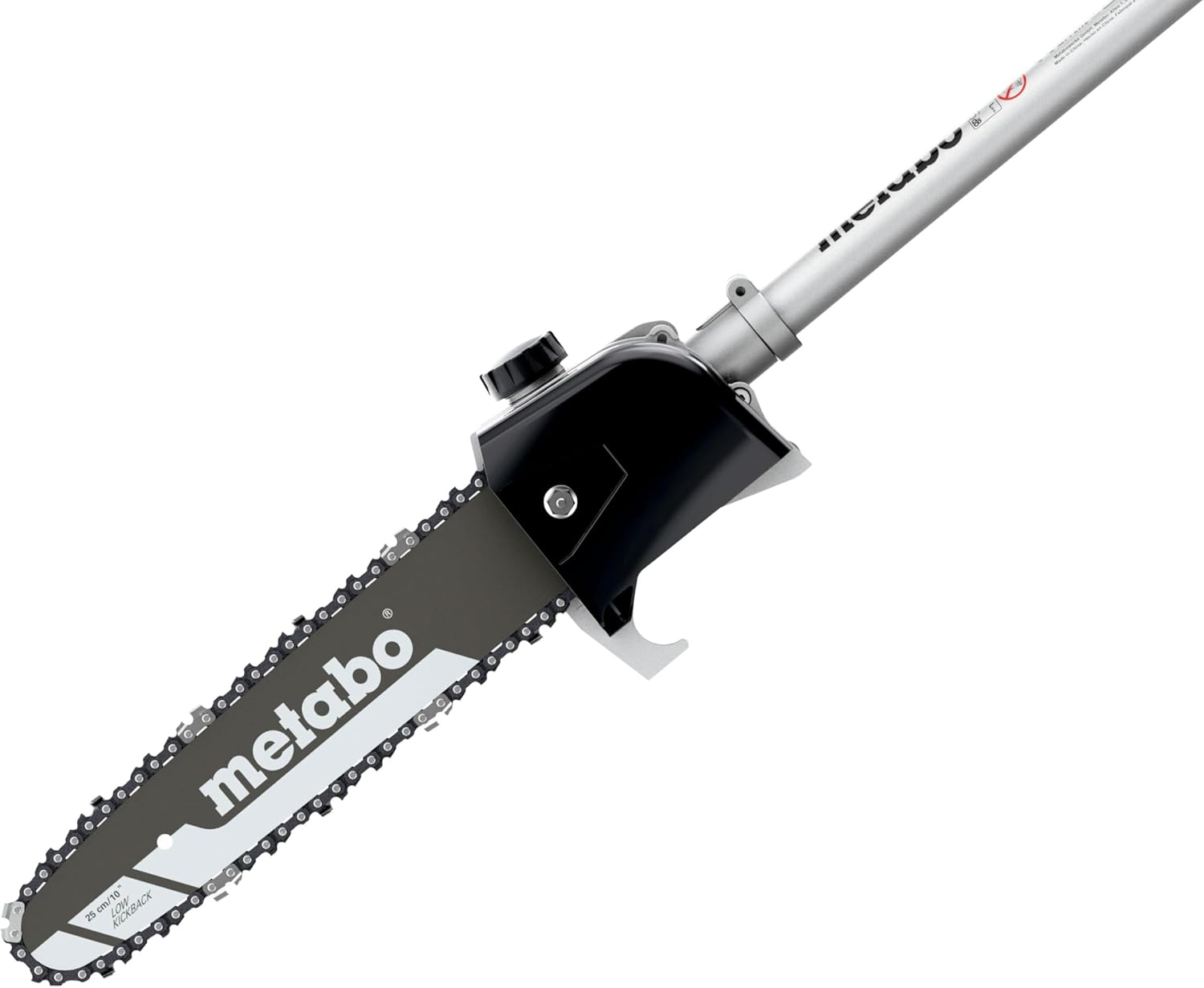 metabo Hochentaster-Aufsatz MA-MS 25-18 V, 25 cm Schienenlänge, 18 m/s - Präzise Schnitte, automatische Kettenschmierung, werkzeugloser Wechsel, geringe Vibrationen - Für MA 36-18 LTX BL Q