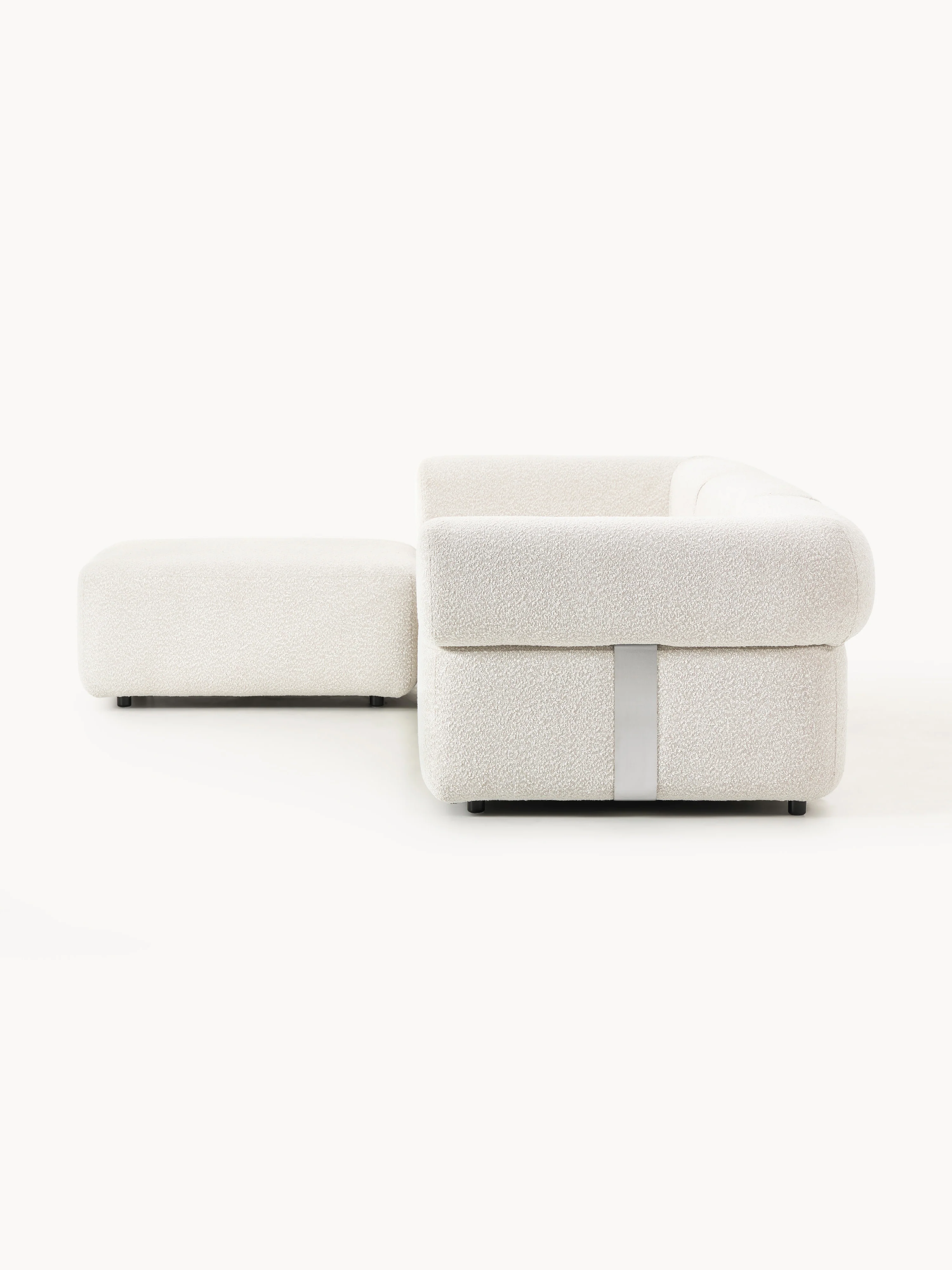 Modulaire bouclé bank Anton (4-zits) met poef (links/rechts)