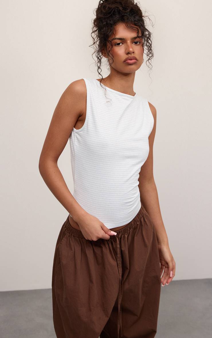 Bleu Layette Haut Débardeur À Encolure Bateau