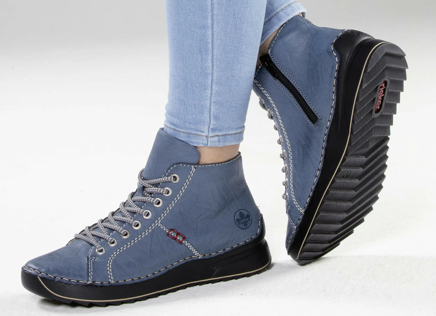 Rieker Schnür-Bootie mit Knitter-Optik