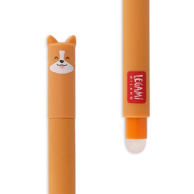 Erasable gel pen, Corgi, svart, gelpenn med blekk som kan viskes ut