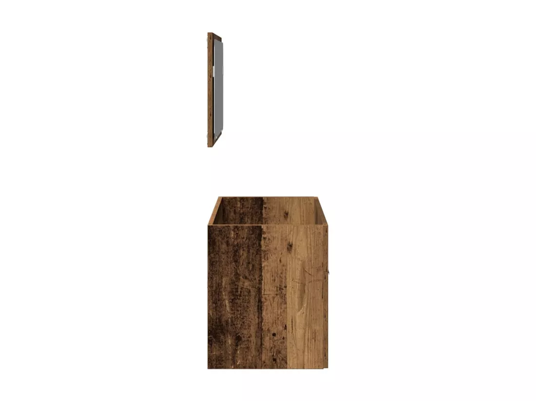Armoire de salle de bain et miroir vieux bois bois d'ingénierie