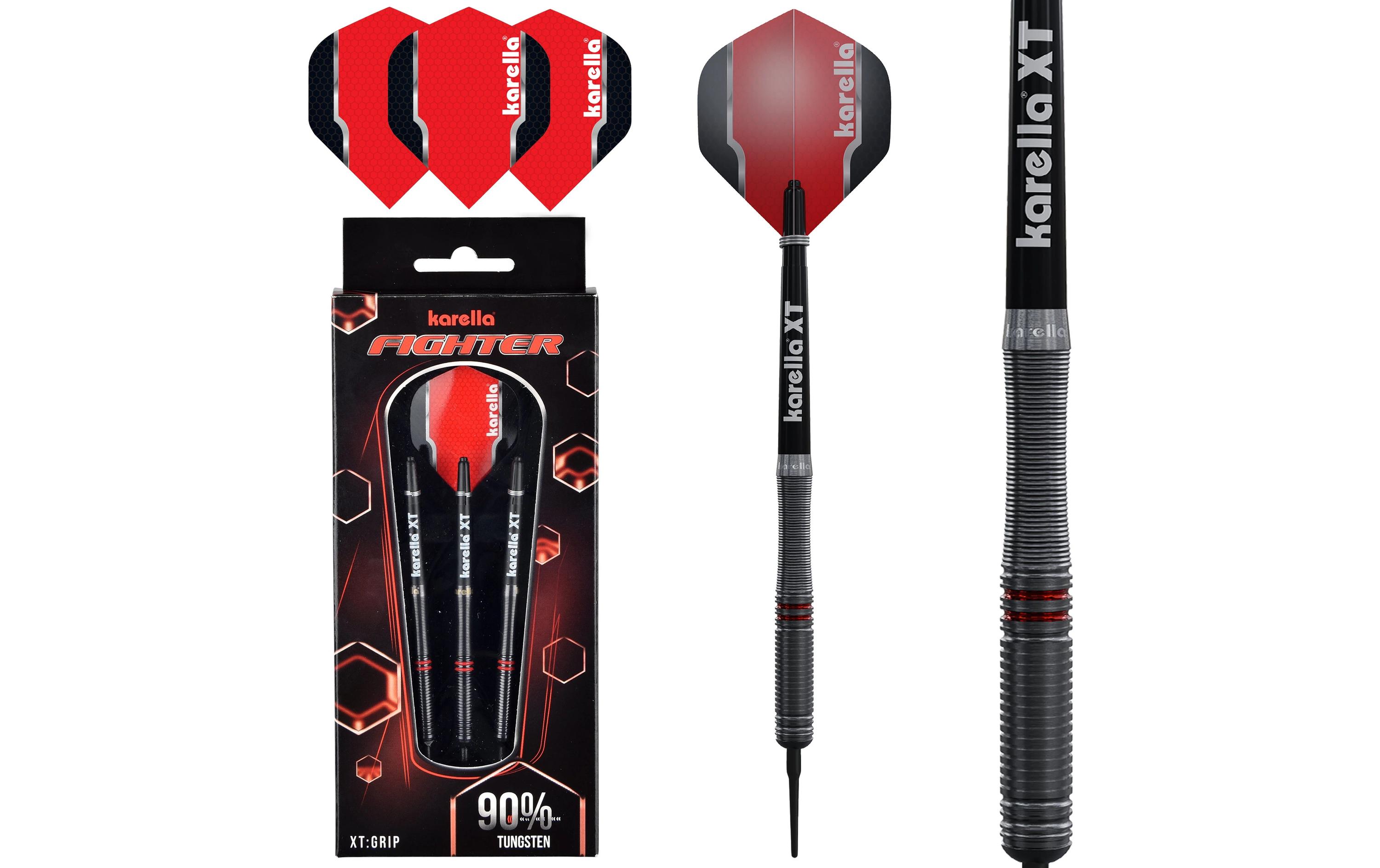 Dartpfeile Softdart Fighter 20g, 3 Stück – Schwarz90% Tungsten Dartpfeile