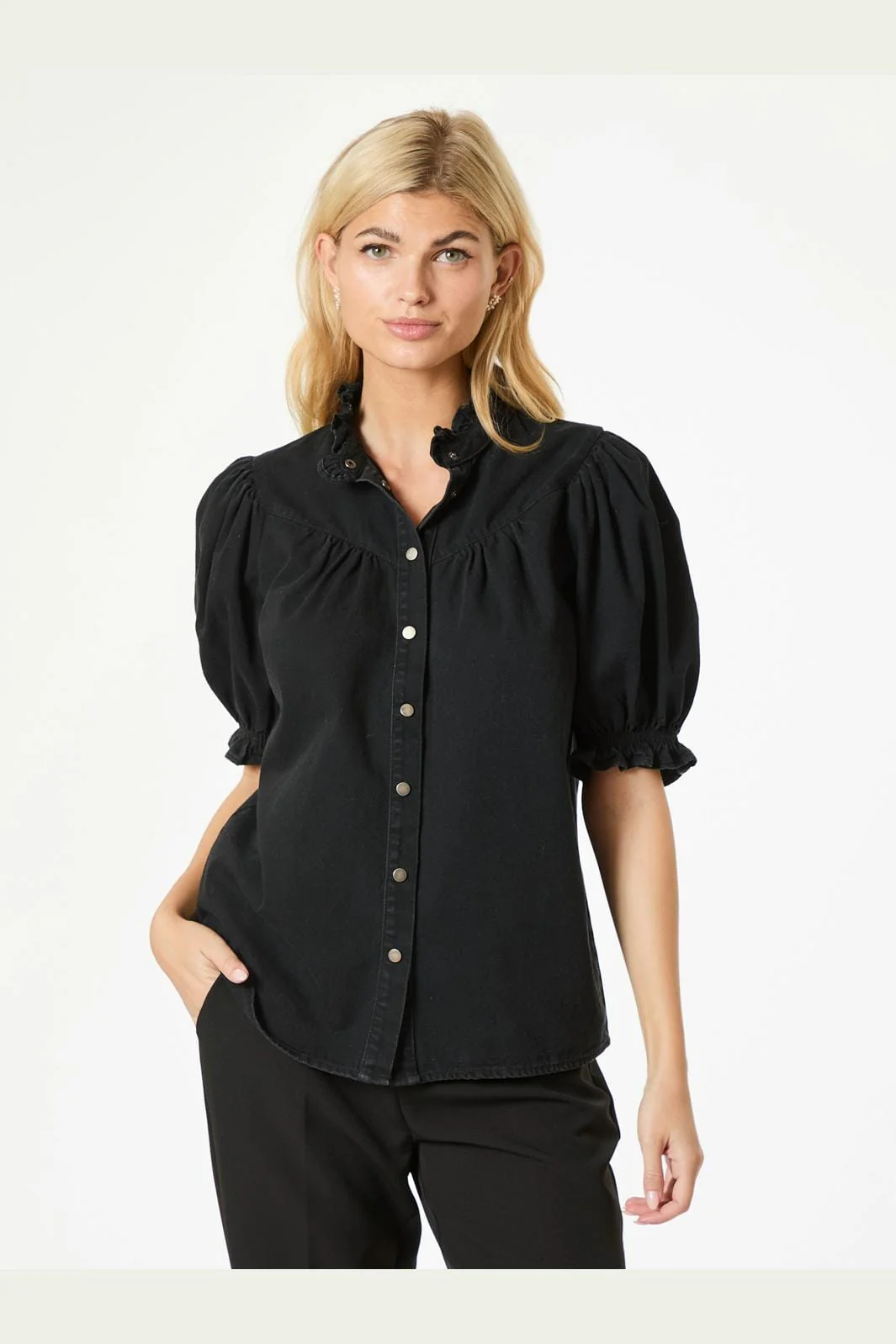 Neo Noir Avalon Denim Shirt black