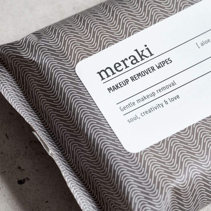 Meraki Makeup remover wipes, Aloe vera, Varm grå/Hvid