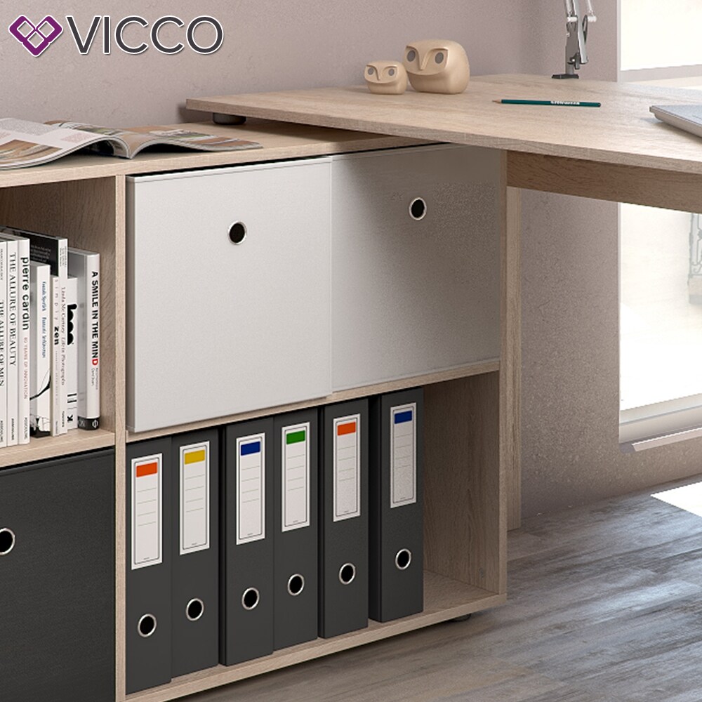 Vicco Eckschreibtisch FlexPlus Computer Bürotisch PC Schreibtisch Eiche Sonoma