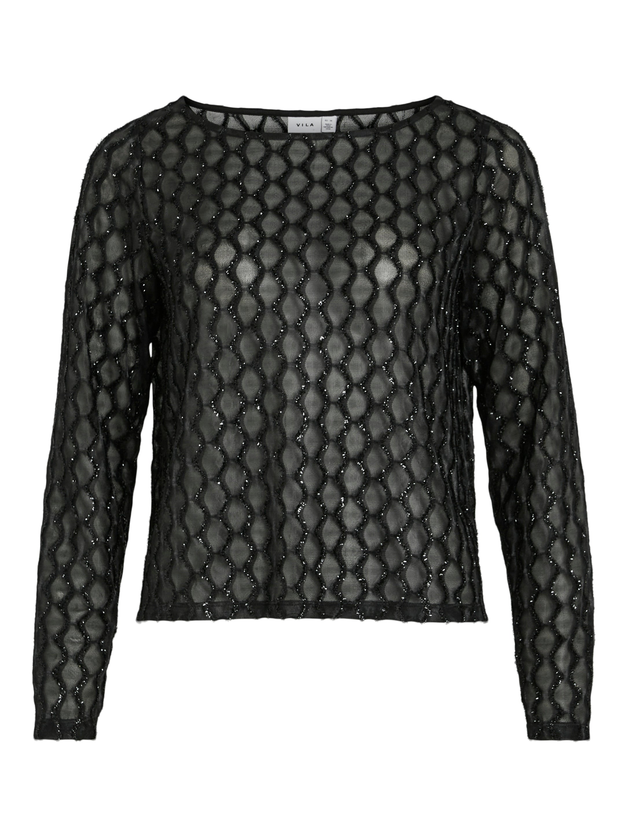 Vila  Vizalma Boatneck L/S bluse - Black Beauty