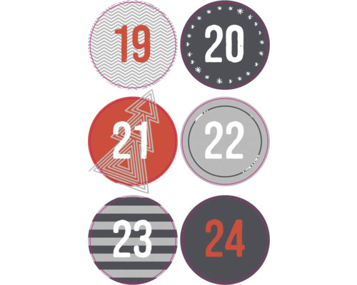 Ronde stickerset Adventskalender, 72 stuks.